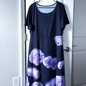 Black purple short sleeve dress measurements are approximate